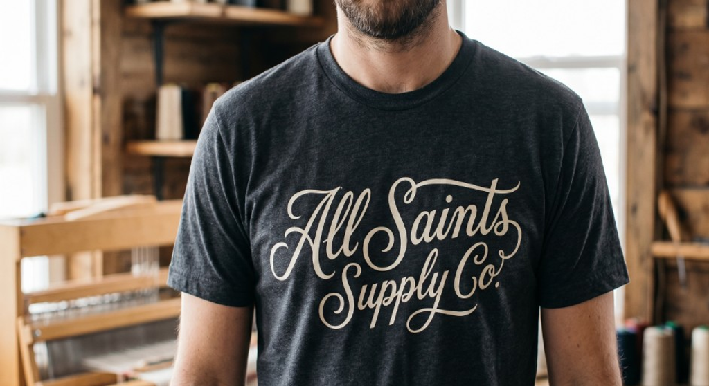 All Saints Supply Co. logo tee — charcoal heather unisex T-shirt