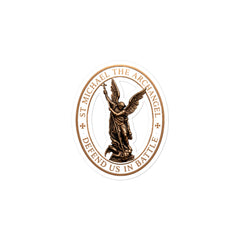 St. Michael Medal — White Border — 4″